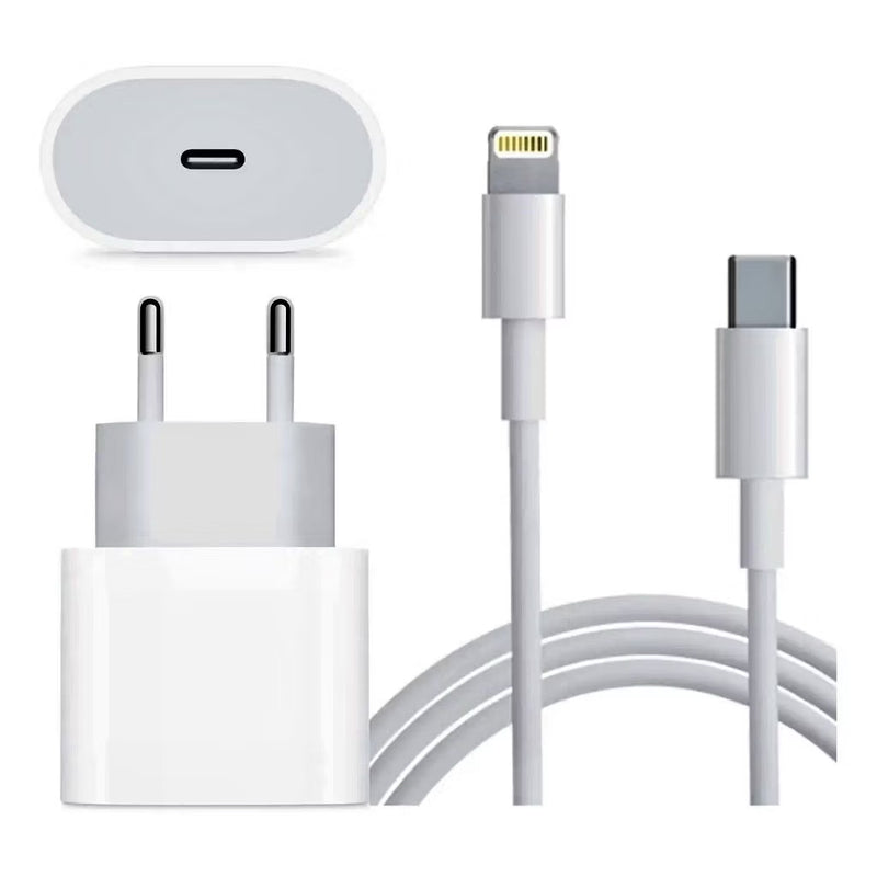 Carregador completo Fonte + Cabo Carregador Apple Lightning para USB-C - 1 metro